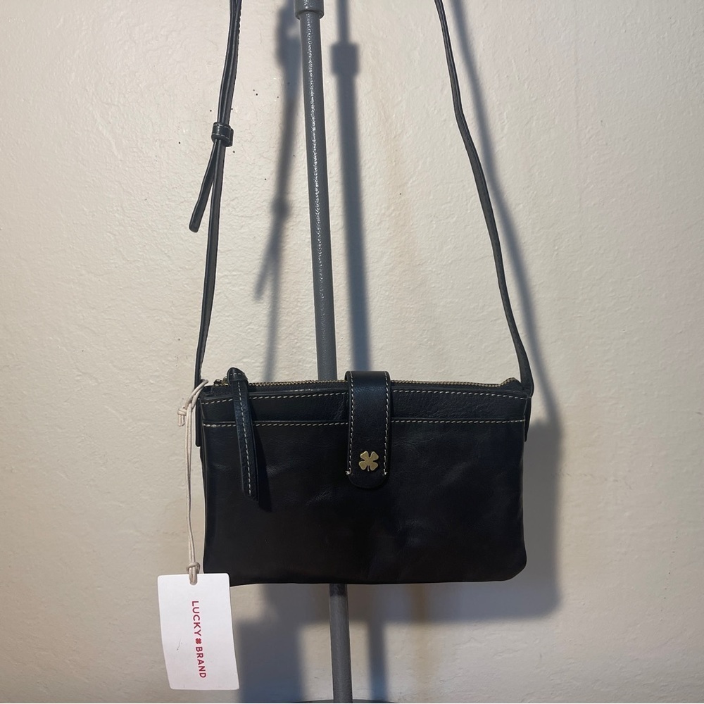 Lucky Brand LKBELLBOX Black Leather Crossbody Bag New With Tags Purse